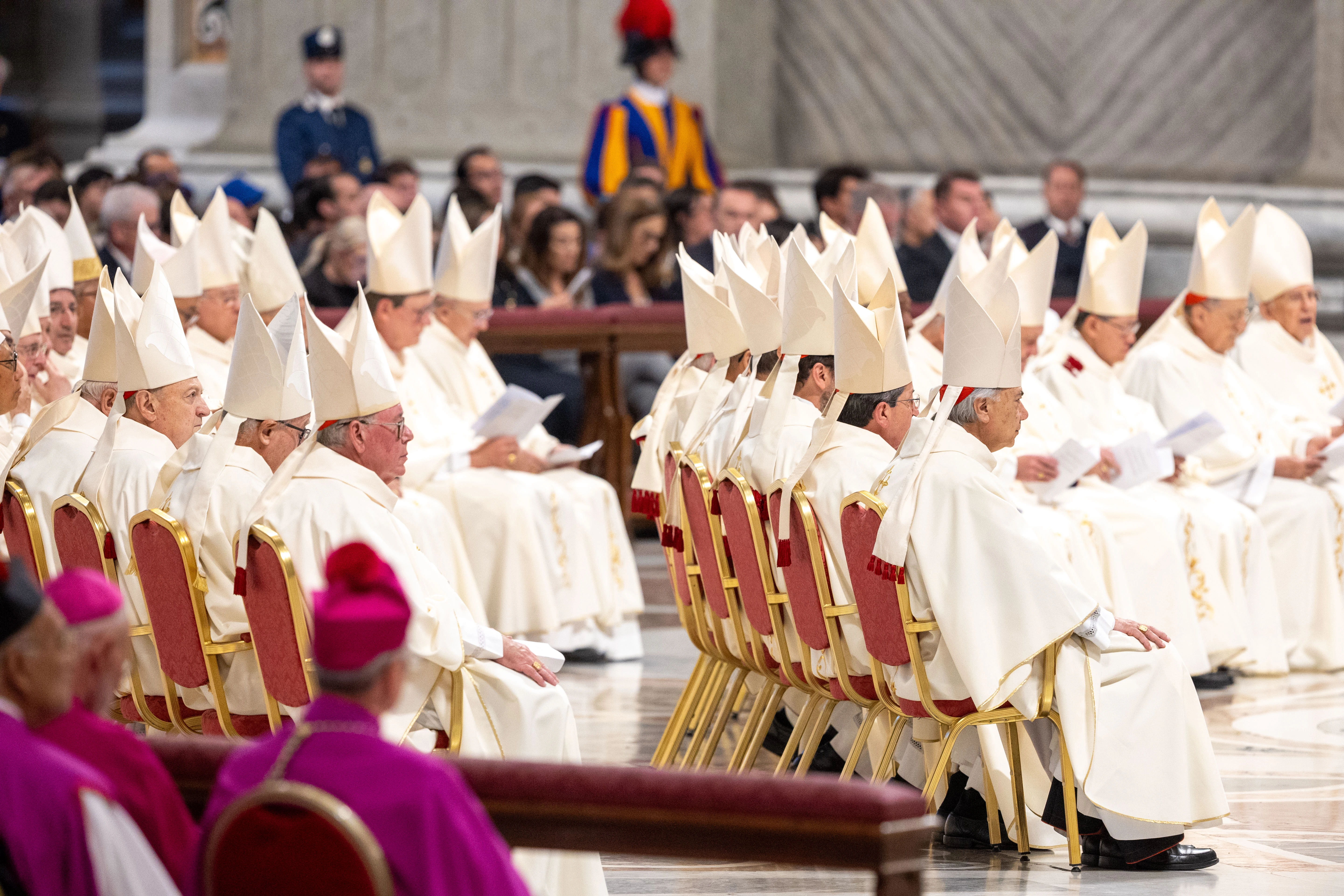 Cardinals celebrate the ninth Novendiales Mass for Pope Francis on the third Sunday of Easter, May 4, 2025, at St. Peter’s Basilica in the Vatican.?w=200&h=150