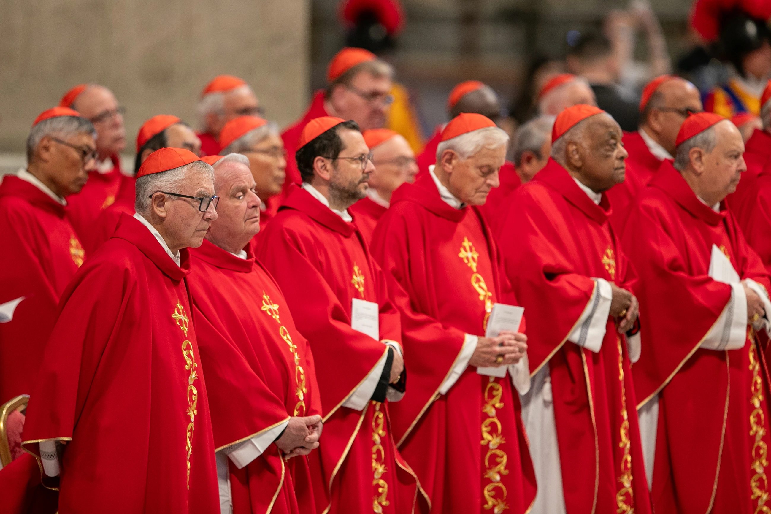 Cardinals participate in the fifth Novendiales Mass for Pope Francis on April 30, 2025, in St. Peter’s Basilica at the Vatican.?w=200&h=150