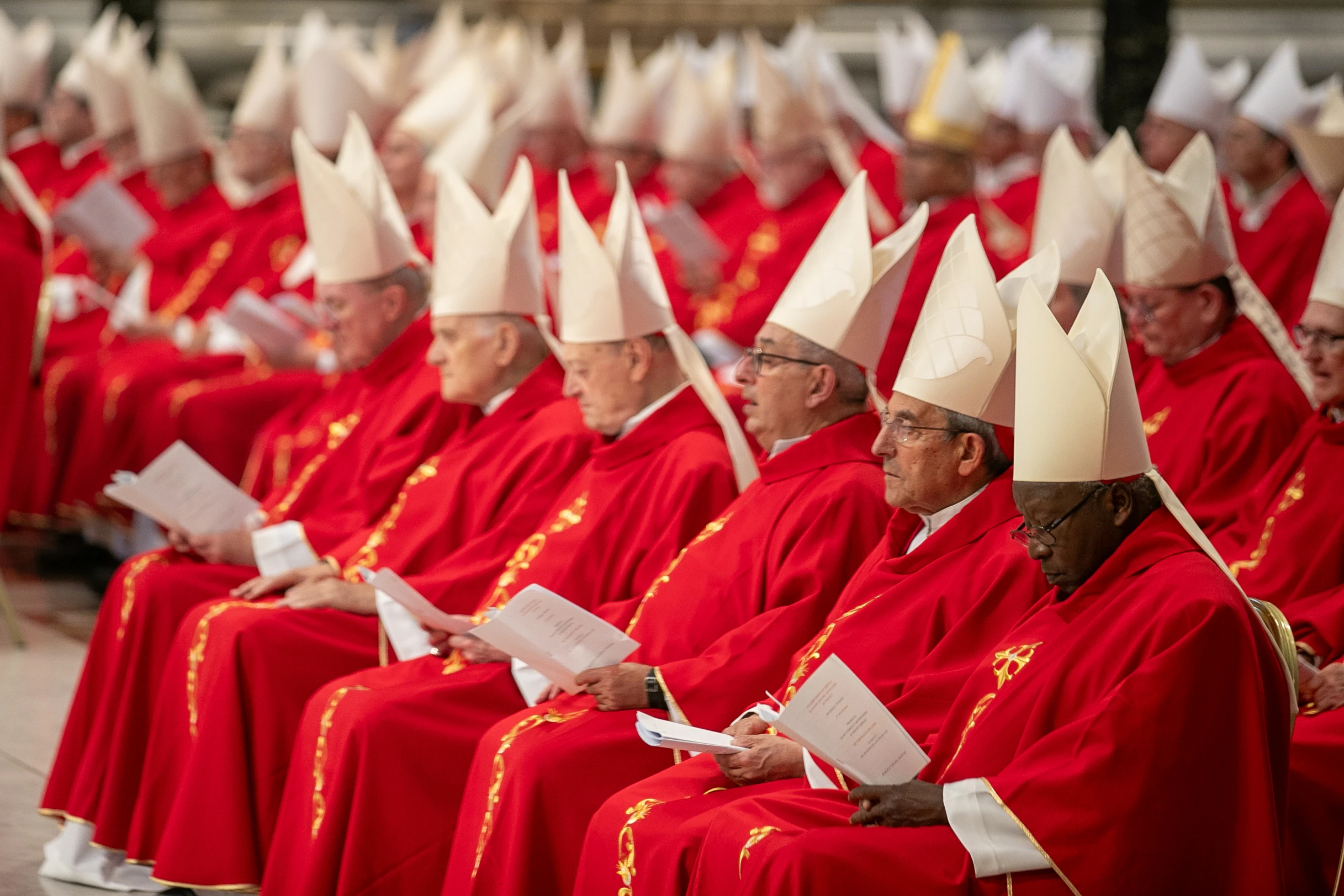 Cardinals celebrate the sixth Novendiales Mass for Pope Francis on May 1, 2025, in St. Peter’s Basilica at the Vatican.?w=200&h=150