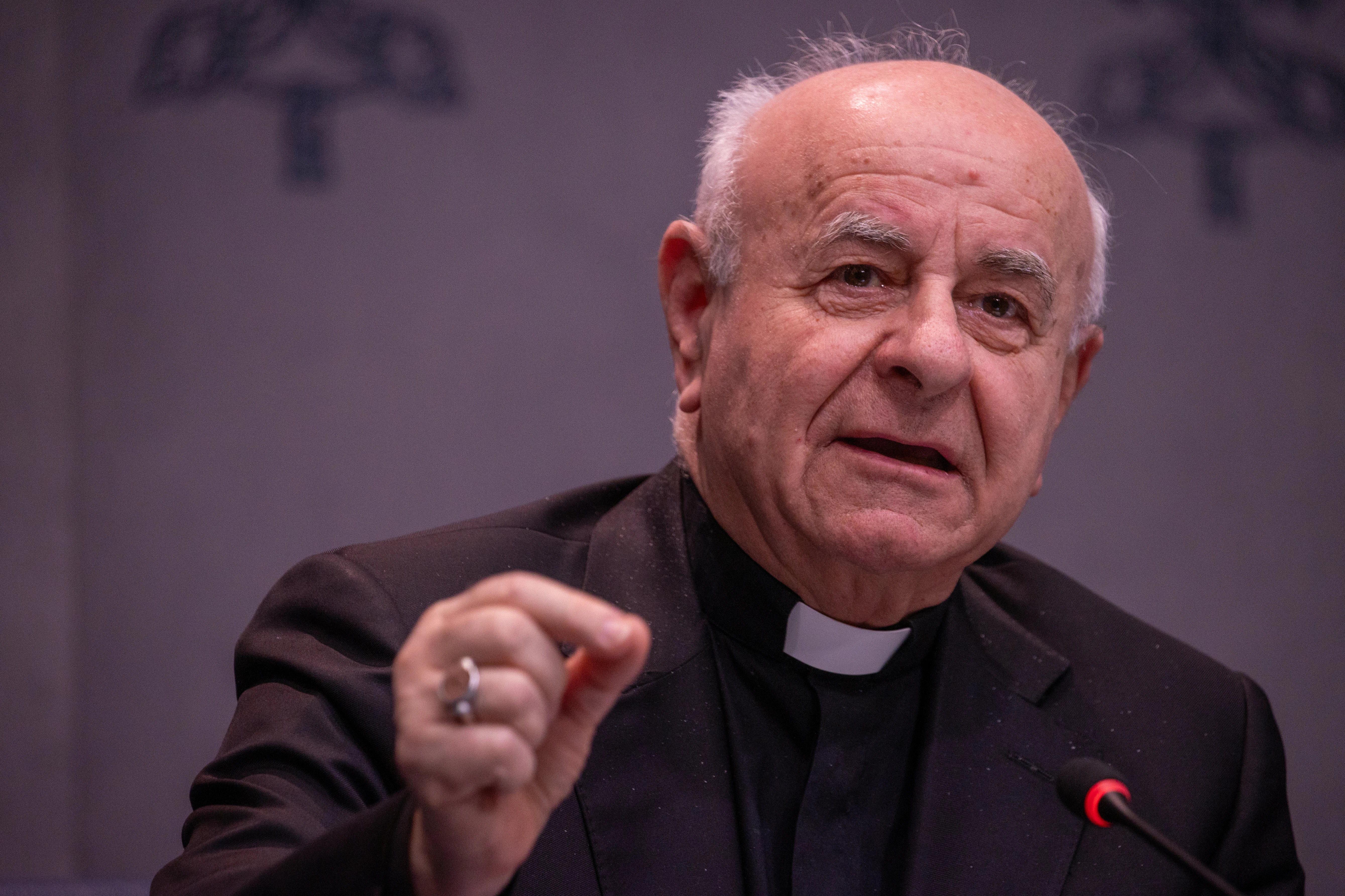 Archbishop Vincenzo Paglia speaks at a press conference for a Vatican summit on longevity on March 24, 2025, at the Vatican.?w=200&h=150