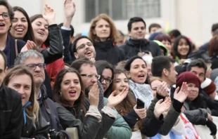 A group of pilgrims in St. Peter’s Square. Credit: EWTN News