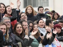A group of pilgrims in St. Peter’s Square.