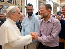 Pope Leo XIV welcomes representatives of various peace movements to the Vatican on May 30, 2025.