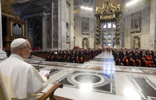Pope Leo XIV speaks to bishops gathered for the Jubilee of Bishops on June 25, 2025, in St. Peter’s Basilica at the Vatican. Credit: Vatican Media