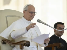 Pope Leo XIV addresses pilgrims gathered in St. Peter’s Square for his general audience on Wednesday, June 4, 2025.