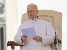 Pope Leo XIV addresses pilgrims gathered in St. Peter’s Square at the Vatican for his general audience on Wednesday, May 28, 2025.