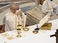 Pope Leo XIV celebrates Mass for the Jubilee of Sport on June 15, 2025, in St. Peter’s Basilica at the Vatican.