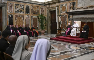 Pope Leo XIV addresses members of the Pontifical Missions Societies on May 22, 2025, at the Vatican. Credit: Vatican Media
