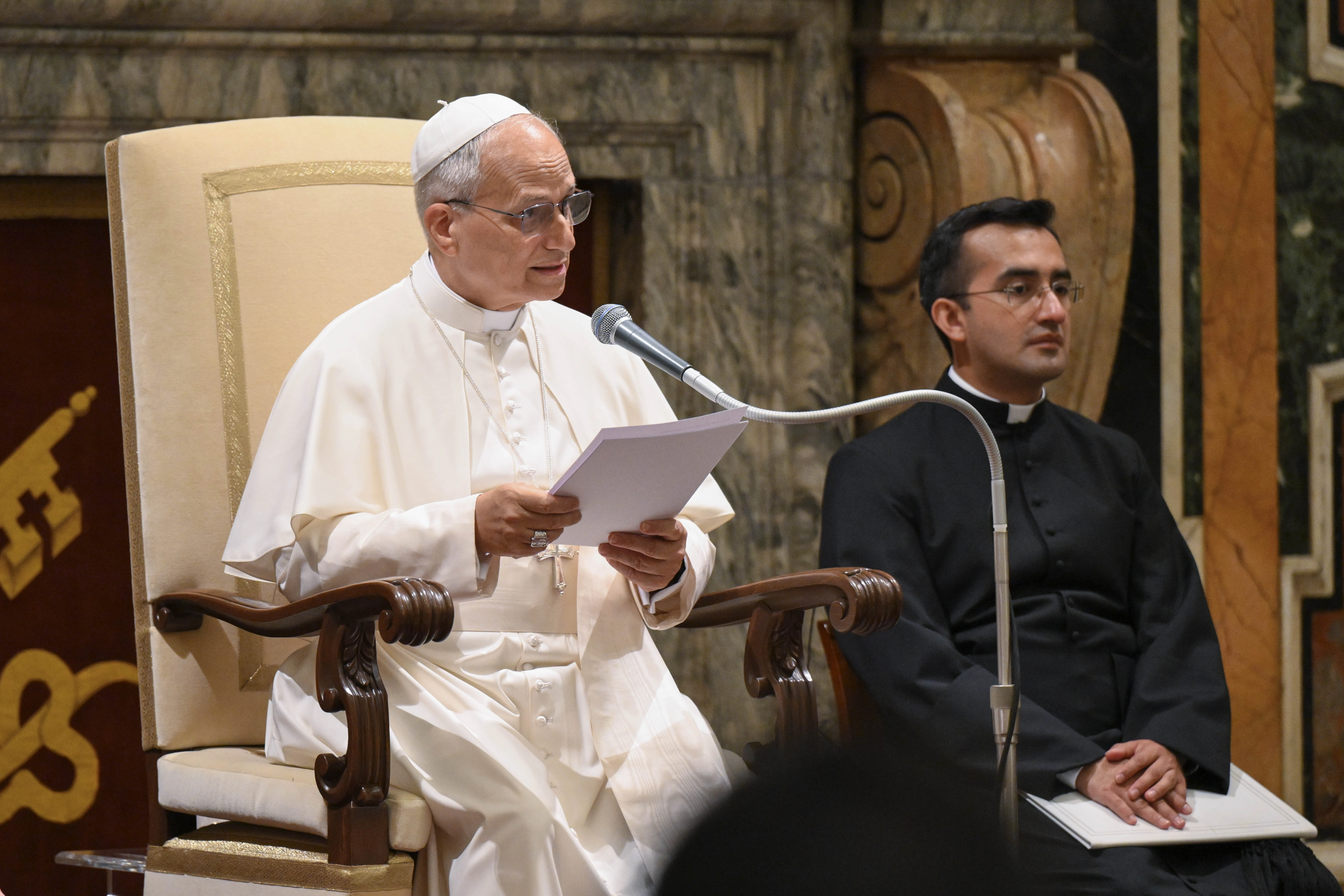 Pope Leo XIV addresses members of the Reunion of Aid Agencies for the Oriental Churches (ROACO by its Italian acronym) — the operational arm of the Holy See that provides assistance to the Eastern Churches — on June 26, 2025, at the Vatican.?w=200&h=150
