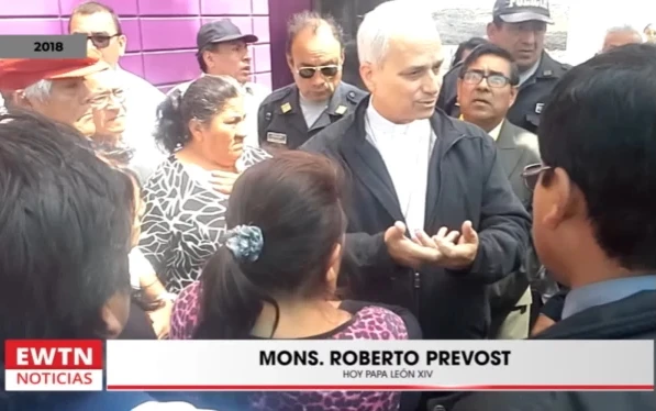 In 2018, then-Bishop Robert Prevost was prevented from entering the Eten chapel. Credit: EWTN Noticias