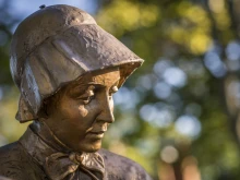 A statue of St. Elizabeth Ann Seton in the Seton Legacy Garden at the Seton Shrine in Maryland.