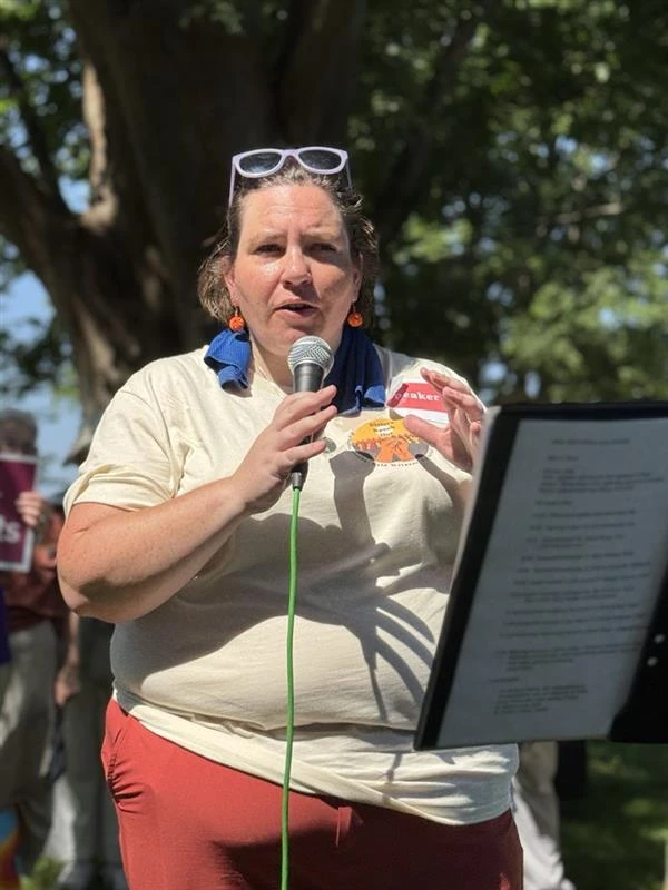 Sister Eilis McCulloh, a Humility of Mary sister and grassroots education and organizing coordinator for the justice organization called Network, told CNA the idea for the "Sisters Speak Out" demonstration came from “a desire for some action.” Credit: Julia Morris