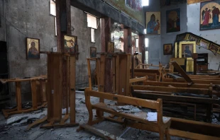 An attack on Mar Elias Church in Al-Duwaileh, Damascus, by a suicide bomber reportedly killed 22 and injured 59 people on June 22, 2025. Credit: Mohammed Al-Rifai/ACI MENA