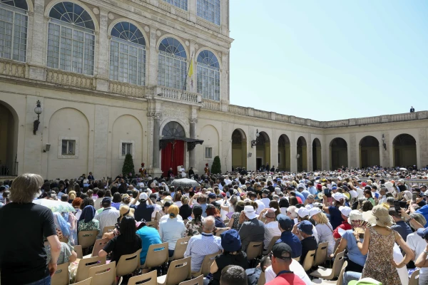 Anti-drug advocates listen to Pope Leo XIV at the Apostolic Palace in Vatican City, Thursday, June 26, 2025. Credit: Vatican Media