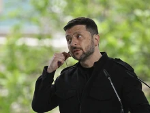 Ukrainian President Volodymyr Zelenskyy attends a press conference after a meeting of European leaders in the Ukrainian capital Kyiv on May 10, 2025.