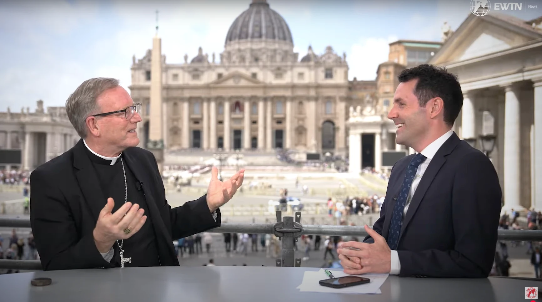 Bishop Robert Barron talks with EWTN News Correspondent Colm Flynn on May 5, 2025, about what he believes to be the qualities of some of the cardinals being mentioned as “papabile,” the Italian term for a man who could be pope.?w=200&h=150