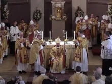 The newly ordained Bishop Frederik Hansen is presented to the congregation at St. Olav’s Cathedral in Oslo, Norway, on Saturday, Jan. 18, 2024.
