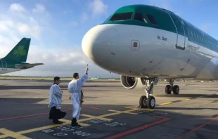 Blessing of a plane at Dublin Airport. Credit: Dublin Airport Authority (DAA)