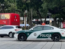 Police patrol in Mexico City.