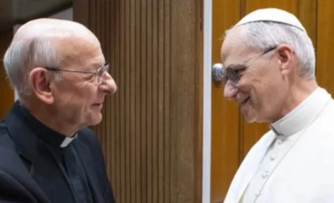 Pope Leo XIV meets with the prelate of Opus Dei, Monsignor Fernando Ocáriz, on May 14, 2025, at the Vatican.?w=200&h=150