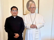Pope Leo XIV with his friend Father Hugo Gabriel Sánchez on May 12, 2025, at the Vatican.