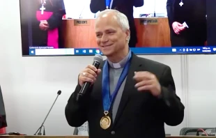 Pope Leo XIV, when he was a bishop, received the Gold Medal of St. Toribio de Mogrovejo from the Peruvian bishops in 2023. Credit: Peruvian Bishops’ Conference YouTube/screenshot