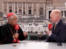 Cardinal William Goh speaks to EWTN News Vice President Matthew Bunson in Rome on Monday, May 19, 2025.