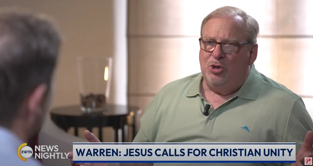 Pastor Rick Warren speaks to EWTN Vatican Bureau Chief Andreas Thonhauser on “EWTN News Nightly” on Friday, June 6, 2025.?w=200&h=150