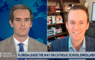 Tommy Schultz, CEO of the American Federation for Children (right), speaks to “EWTN News Nightly” anchor Mark Irons on Friday, June 6, 2025. Credit: “EWTN News Nightly”/Screenshot