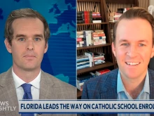 Tommy Schultz, CEO of the American Federation for Children (right), speaks to “EWTN News Nightly” anchor Mark Irons on Friday, June 6, 2025.