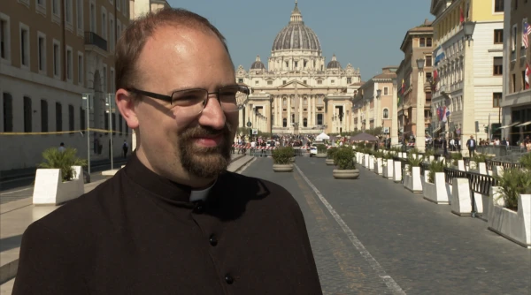 Thomas Stanczak stands near St. Peter's Basilica in Rome on Tuesday, June 24, 2025. Credit: Gianluca Gangemi/EWTN