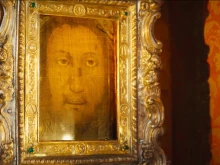 The Veil of Manoppello, which is kept in a church in Manoppello, Italy, known as the Santuario del Volto Santo.