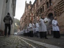 A liturgical procession outside the Freiburg Cathedral on Nov. 17, 2024.