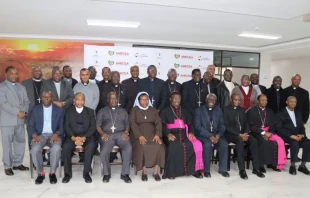 Members of the Association of Member Episcopal Conferences in Eastern Africa (AMECEA) during a July 4, 2024, press conference. Credit: AMECEA
