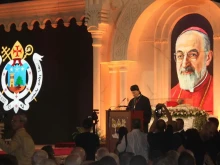 A large crowd gathered for the ceremony welcoming Patriarch Gregory Peter XV Agagianian's remains to Beirut's Martyrs' Square on Thursday, Sept 12, 2024.